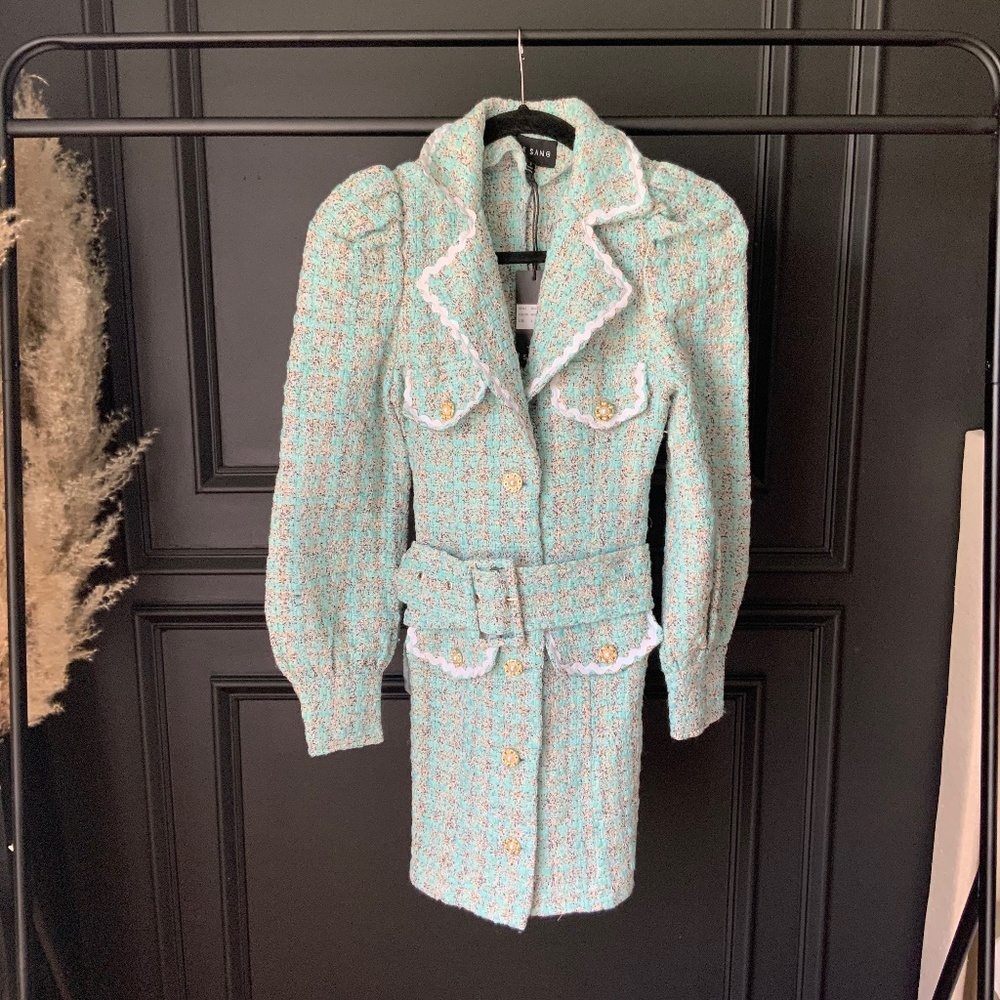 Plaid Tweed Blazer Dress